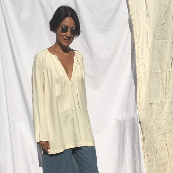 Babaton Tops - Silk Peasant Blouse / Aritizia / M / Boho